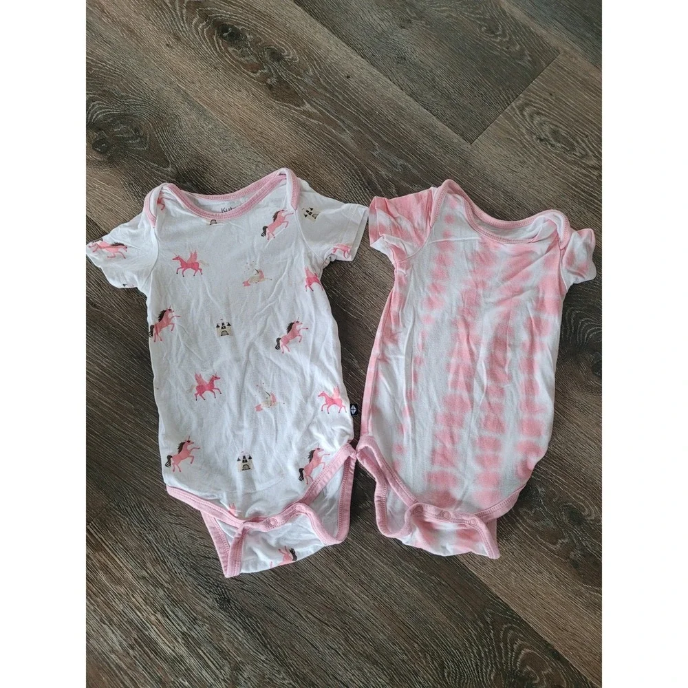 Kyte Baby 12-18M Short Sleeve Bodysuit Set Unicorn Tie Dye Bamboo Rayon x 2 #2